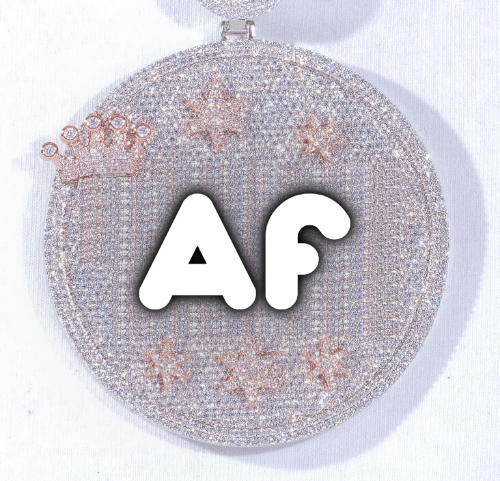 CUSTOM LETTER NECKLACE 3D BIG CROWN DISC