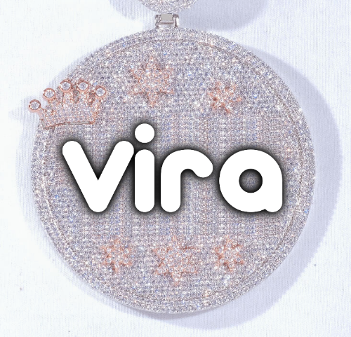 CUSTOM LETTER NECKLACE 3D BIG CROWN DISC