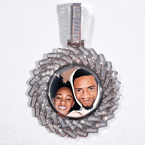 Large 3D Baguette Custom Picture Pendant