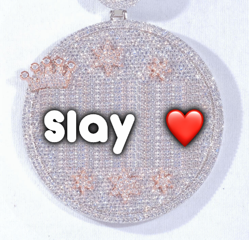 CUSTOM LETTER NECKLACE 3D BIG CROWN DISC