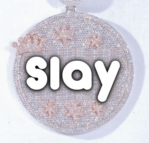 CUSTOM LETTER NECKLACE 3D BIG CROWN DISC