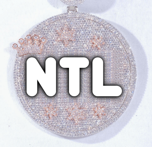 CUSTOM LETTER NECKLACE 3D BIG CROWN DISC