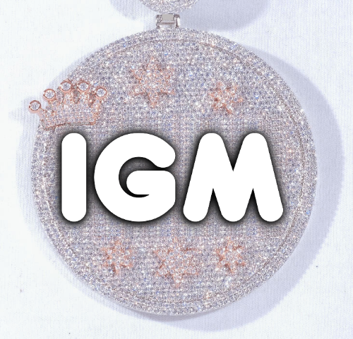 CUSTOM LETTER NECKLACE 3D BIG CROWN DISC