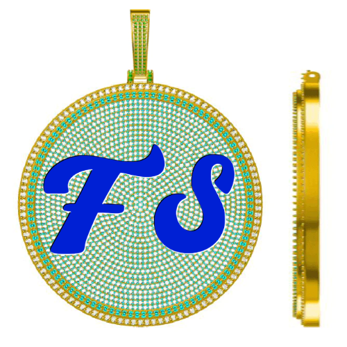 CUSTOM LETTER NECKLACE 3D BIG DISC