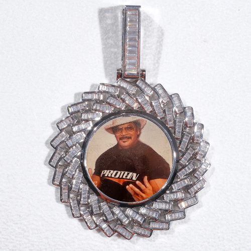 Large 3D Baguette Custom Picture Pendant