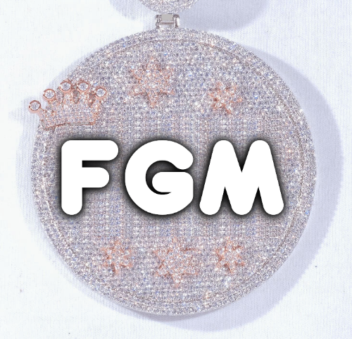 CUSTOM LETTER NECKLACE 3D BIG CROWN DISC