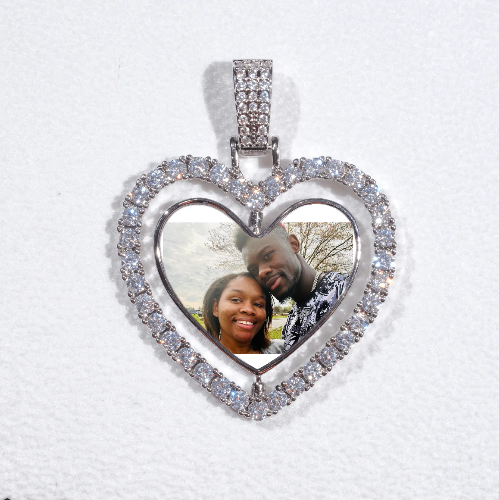 3D Spinning 2-Faced Heart Custom Picture Pendant