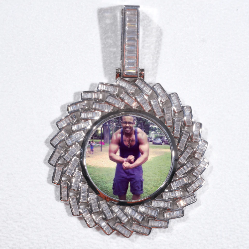 Large 3D Baguette Custom Picture Pendant