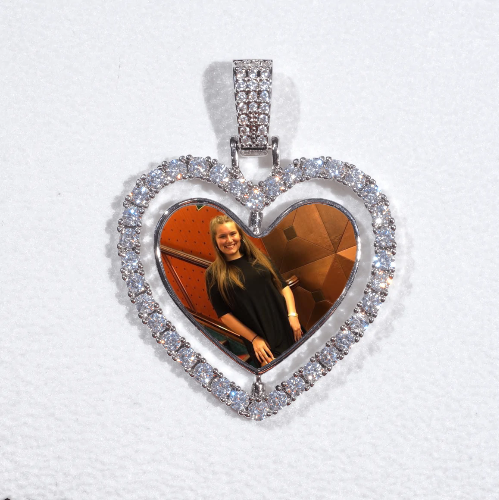 3D Spinning 2-Faced Heart Custom Picture Pendant