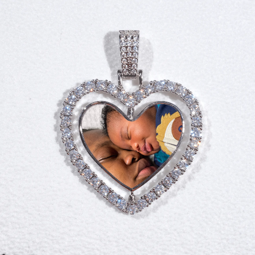 3D Spinning 2-Faced Heart Custom Picture Pendant