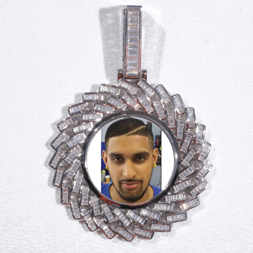 Large 3D Baguette Custom Picture Pendant
