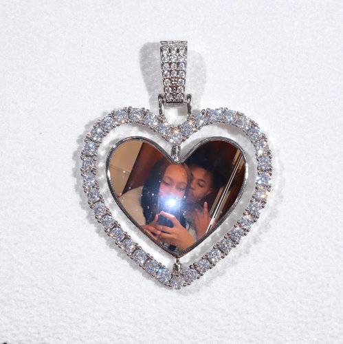 3D Spinning 2-Faced Heart Custom Picture Pendant