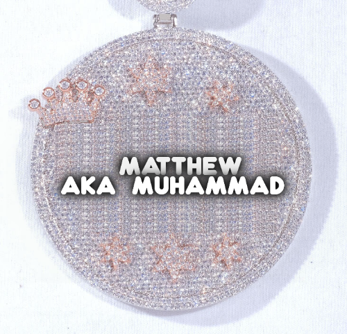 CUSTOM LETTER NECKLACE 3D BIG CROWN DISC