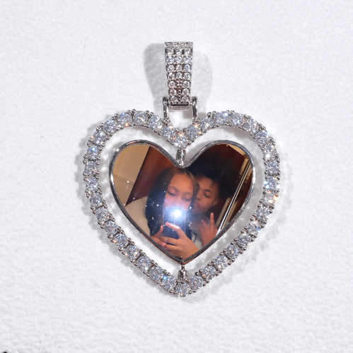 3D Spinning 2-Faced Heart Custom Picture Pendant