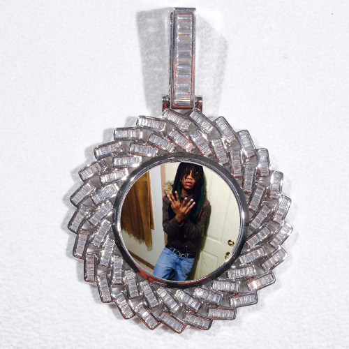 Large 3D Baguette Custom Picture Pendant