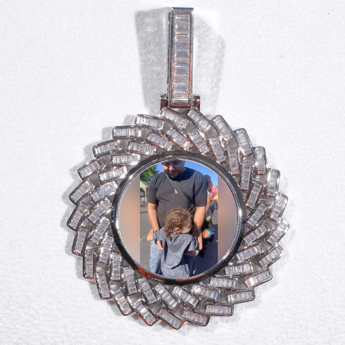 Large 3D Baguette Custom Picture Pendant