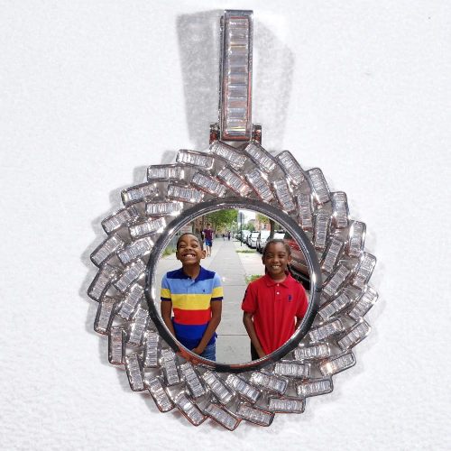 Large 3D Baguette Custom Picture Pendant
