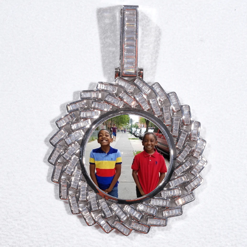 Large 3D Baguette Custom Picture Pendant