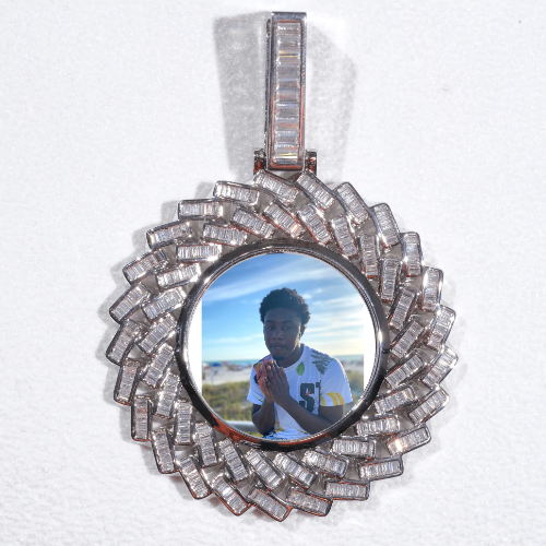 Large 3D Baguette Custom Picture Pendant