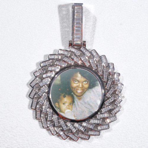 Large 3D Baguette Custom Picture Pendant