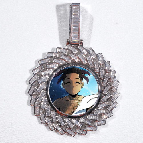 Large 3D Baguette Custom Picture Pendant