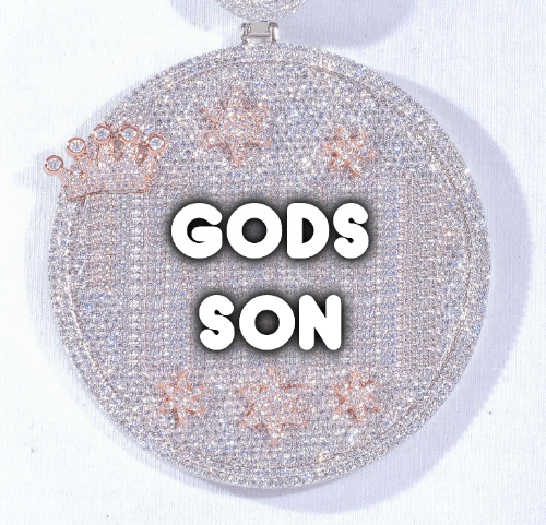 CUSTOM LETTER NECKLACE 3D BIG CROWN DISC