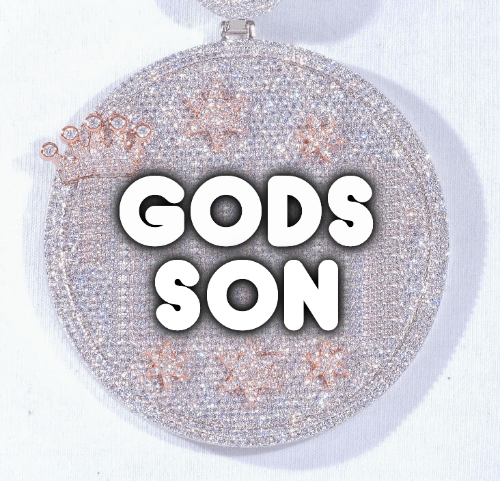CUSTOM LETTER NECKLACE 3D BIG CROWN DISC