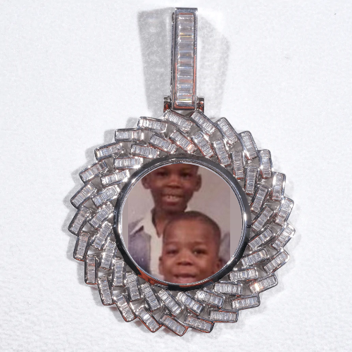 Large 3D Baguette Custom Picture Pendant