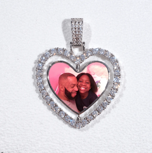 3D Spinning 2-Faced Heart Custom Picture Pendant