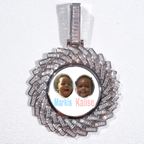 Large 3D Baguette Custom Picture Pendant