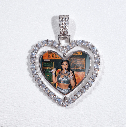 3D Spinning 2-Faced Heart Custom Picture Pendant