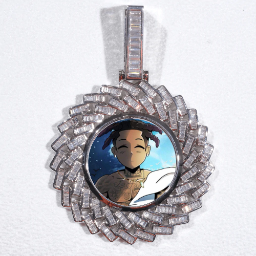 Large 3D Baguette Custom Picture Pendant