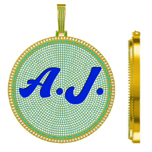CUSTOM LETTER NECKLACE 3D BIG DISC