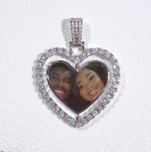 3D Spinning 2-Faced Heart Custom Picture Pendant