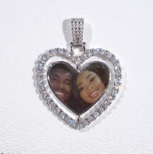 3D Spinning 2-Faced Heart Custom Picture Pendant