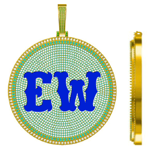CUSTOM LETTER NECKLACE 3D BIG DISC