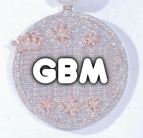 CUSTOM LETTER NECKLACE 3D BIG CROWN DISC
