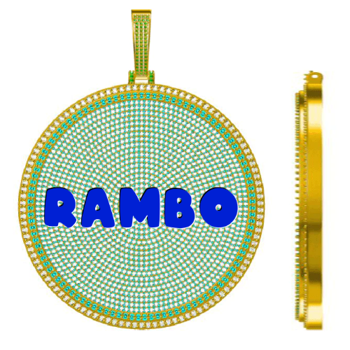 CUSTOM LETTER NECKLACE 3D BIG DISC