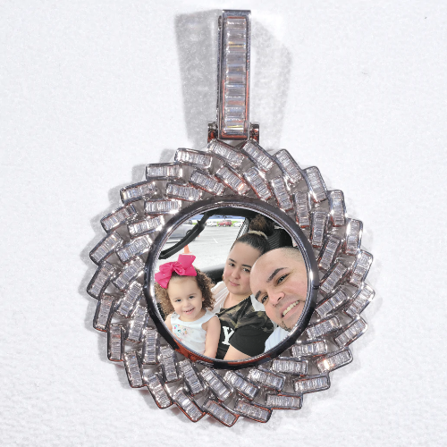 Large 3D Baguette Custom Picture Pendant