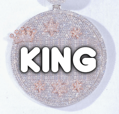 CUSTOM LETTER NECKLACE 3D BIG CROWN DISC