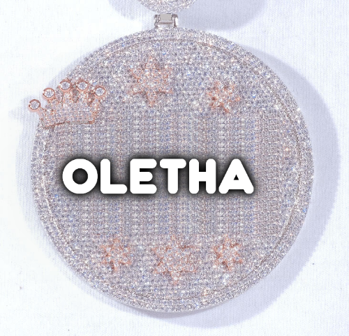 CUSTOM LETTER NECKLACE 3D BIG CROWN DISC