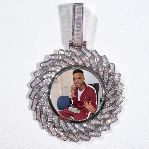 Large 3D Baguette Custom Picture Pendant