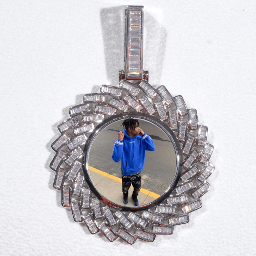 Large 3D Baguette Custom Picture Pendant