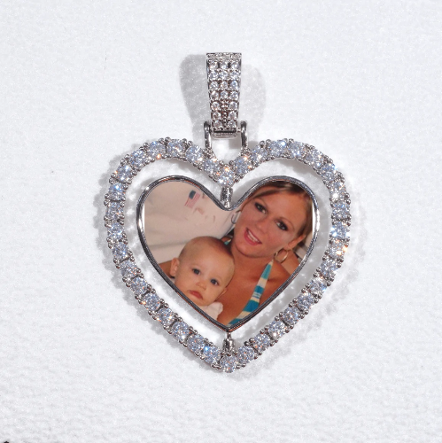 3D Spinning 2-Faced Heart Custom Picture Pendant