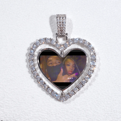 3D Spinning 2-Faced Heart Custom Picture Pendant