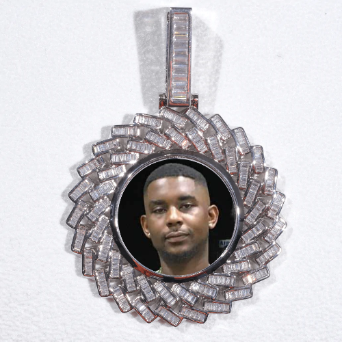 Large 3D Baguette Custom Picture Pendant