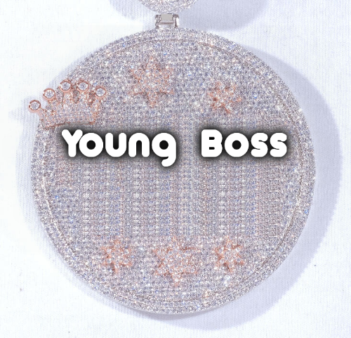 CUSTOM LETTER NECKLACE 3D BIG CROWN DISC