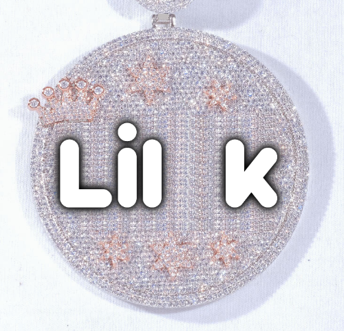 CUSTOM LETTER NECKLACE 3D BIG CROWN DISC