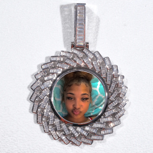 Large 3D Baguette Custom Picture Pendant