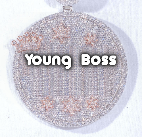 CUSTOM LETTER NECKLACE 3D BIG CROWN DISC